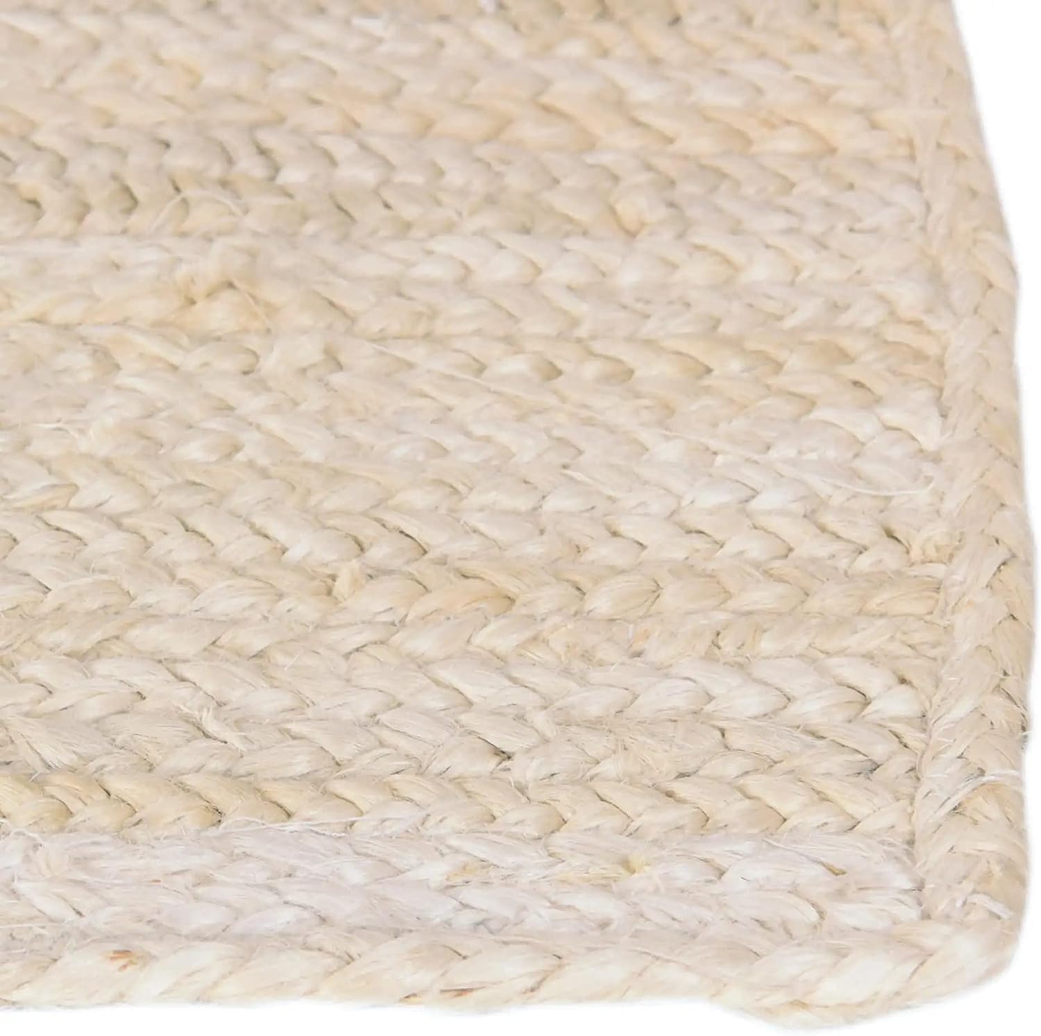 RUG Jute Natural Hand Braided Rug Rectangle White Handmade Natural Fiber Area Carpet Kitchen, Hallway Rugs For Living-60x90 CM